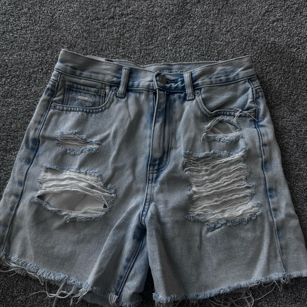American Eagle Outfitters Blue Distressed Jean Shorts